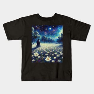 Starry Sky - Samurai and White flower Kids T-Shirt